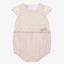 Paz Rodriguez NWT Knit &amp; Linen Bubble Romper Beige &amp; Ivory Made In Spain... - $38.40
