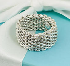 Size 6.5  Tiffany &amp; Co Somerset Mesh Weave Ring in Sterling Silver - £218.94 GBP