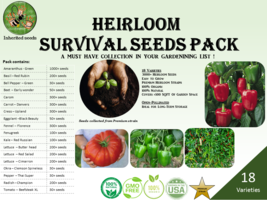 Heirloom Survival Kit 3000+ seeds, 18 varieties pack,100% organic, grown in USA - £23.58 GBP