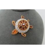Rhinestone Turtle Brooch Gold Tone Nice Quality Costume New Without Tags... - $19.00