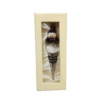 Glass Snowman Reusable Cork Bottle Top Stopper Winter Holiday Themed Boxed Gift - £6.13 GBP