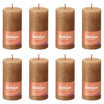 Bolsius Rustic Pillar Candles Shine 8 pcs 100x50 mm Spice Brown - £18.72 GBP