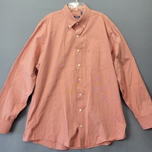 Izod Men Shirt Size XL Tall Red Brick Preppy Micro Plaid Classic Long Sleeve Top - £10.04 GBP