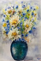 Wild Flowers in a vase,daisies painting,original watercolour painting  a... - £31.10 GBP