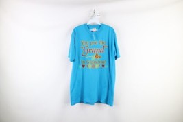NOS Vtg 90s Streetwear Womens Large Spell Out Flower Grandma T-Shirt Blu... - $39.55