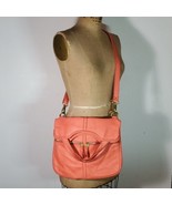 Fossil Erin Crossbody Fold Over Handbag Coral Pink Leather Brass Hardwar... - £85.07 GBP
