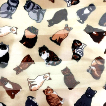 Cat Print Scarf Types of Cats Brown Black Beige Shiny Silky Poly Oblong - £16.23 GBP