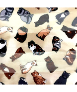 Cat Print Scarf Types of Cats Brown Black Beige Shiny Silky Poly Oblong - £15.92 GBP