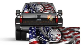 American Flag Punisher Ripped Metal Rear Window Graphic Perforated Decal... - £39.88 GBP