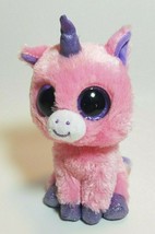 TY Beanie Boos Unicorn MAGIC Pink Plush Boo Purple Eyes Glitter No Tag 6in - $15.79