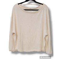 Free People Cream Wide Boat Neck Terry Split Side Pullover Sweatshirt - Size S - £23.08 GBP