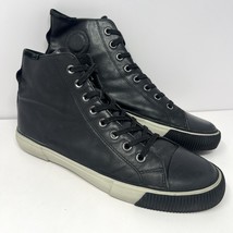 All Saints Men’s Osun Retro Hi Top Sneaker Sz 44 / 11 Black Leather Shoe... - $49.45