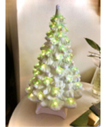 Mother of Pearl Ceramic Lighted Christmas Tree. Holly lights shone and ready to  - $295.00