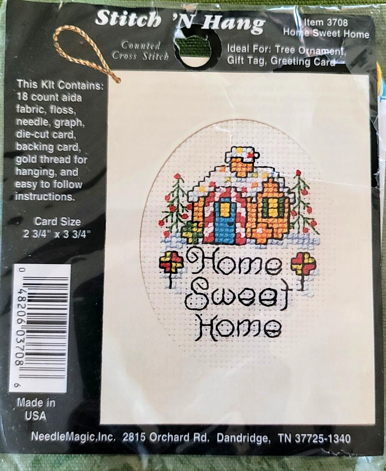 Home Sweet Home Stitch &#39;N Hang Cross Stitch Kit Card Ornament Gift Tag #... - £3.74 GBP
