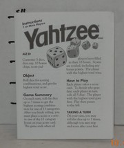 2004 Hasbro Yahtzee Replacement Instructions ONLY - $4.93