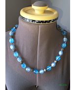 Blue Art Glass Beaded Necklace - $91.20