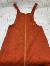 Womens Zip Up Pocketed A Line Pinafore Corduroy Overall Dress Medium - $23.75
