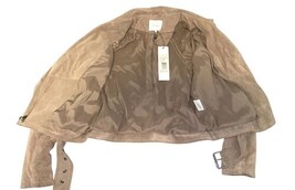 Parker Suede Moto Jacket XS Tan Beige Leather NWT Belted Biker MSRP $625 image 7