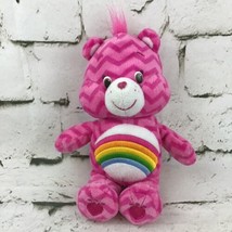 Care Bears Cheer Bear Plush Teddy Pink Chevron Striped Stuffed Animal TC... - $11.88