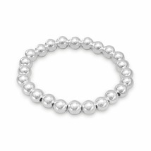 925 Sterling Silver 8mm Bead Stretch Wristband Women&#39;s Bracelet Jewelry Gifts 7&quot; - £128.65 GBP