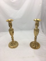 Vintage Pair Of Solid Brass Candlesticks Pair Candle Holders Mid Century... - £69.98 GBP