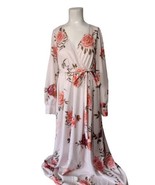 Womens Surplice Floral Maxi Dress Size M Tropical Stretch Lined Balloon ... - £15.16 GBP