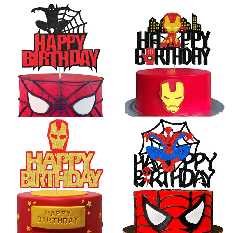 1Pcs The Avengers Superhero Cake Decoration Cake Toppers Spiderman Hulk Iron Man - $9.85+
