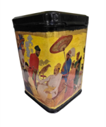 Vintage  Hand Decorated Tin Tea Container Box  Height 7&quot; - $563.56 MXN