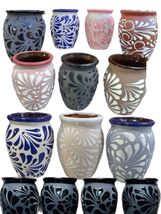 Talavera Mexican Cantaritos Michelada Beer Glasses Handmade Barro Engove... - $44.50