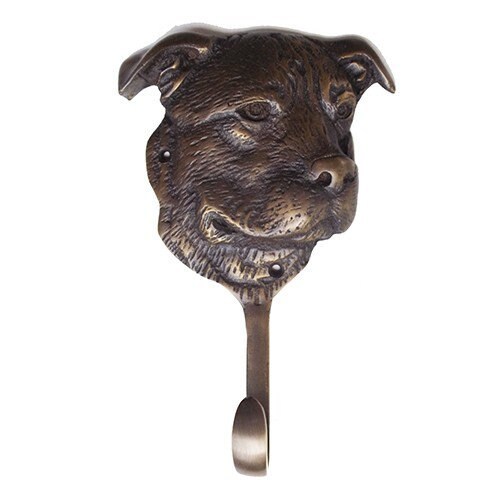 Lot of Solid Brass Clothes Hanger set 5.2&quot; Vintage Pants Hanger Pitbull Dog - $53.00+