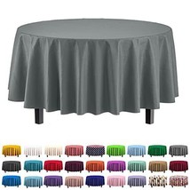 Exquisite 12 Pack Premium Plastic 84 Inch Round Tablecloth Silver Home - £47.72 GBP