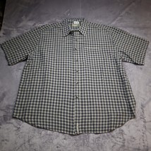 Fieldmaster Shirt Adult 2XL Beige Black Plaid Short Sleeve Button Up Casual Mens - £20.34 GBP