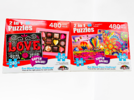 Lot of 2 NEW 240 Piece Double Sided Jigsaw Puzzles Mystery Bundle: Art B... - £11.18 GBP