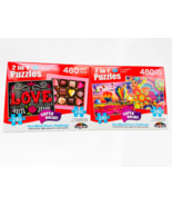 Lot of 2 NEW 240 Piece Double Sided Jigsaw Puzzles Mystery Bundle: Art B... - $13.99