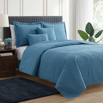 Blue Heaven King/CalKing 5pc Bedspread Coverlet Quilt Set Lightweight - $67.98