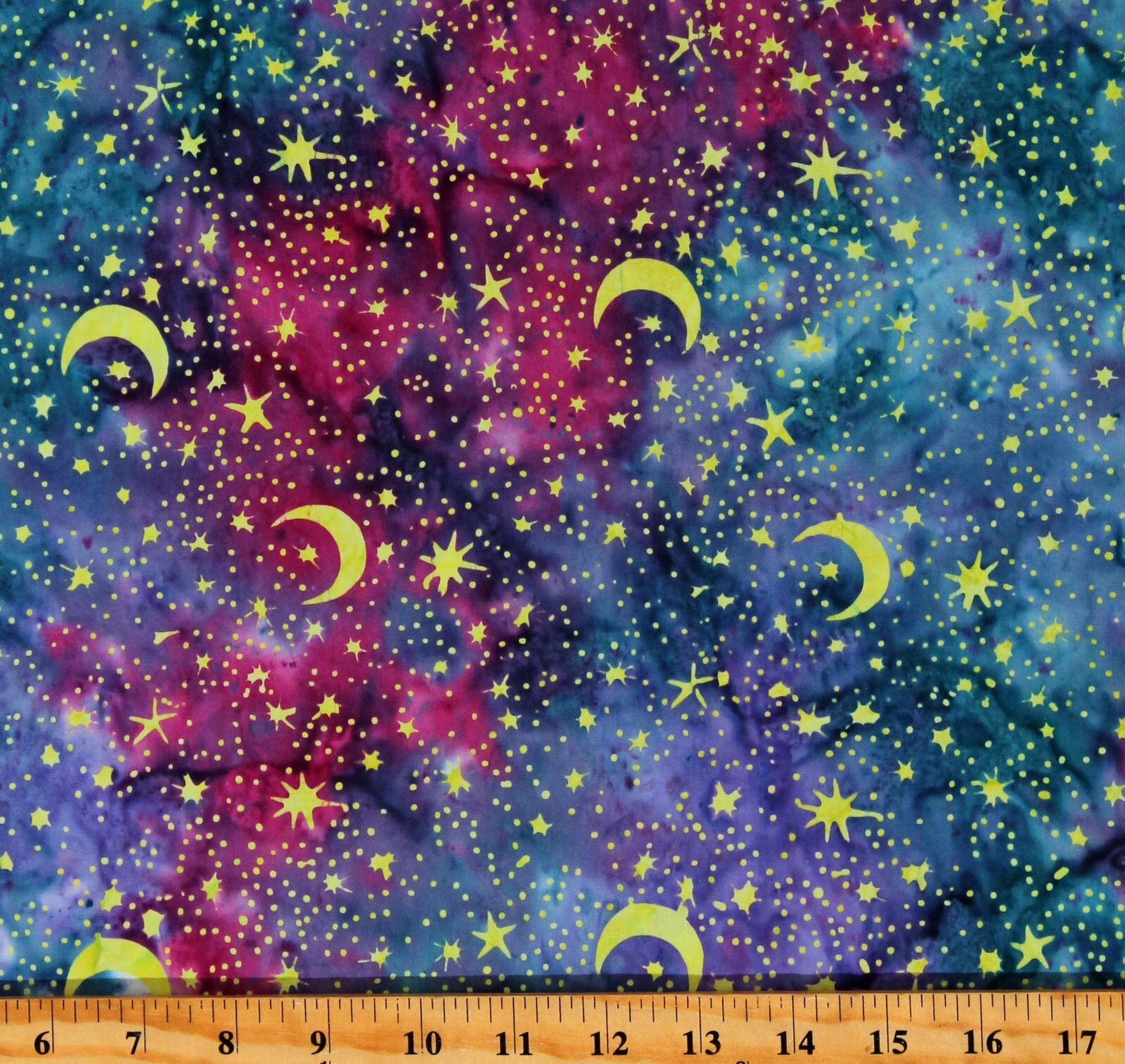 Cotton Batiks Stargazer Sky Moons Stars Multicolor Fabric Print by Yard ... - $13.95
