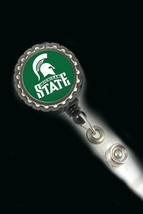 Michigan State Spartans work Retractable Reel ID Badge Holder cna scrubs... - £3.74 GBP
