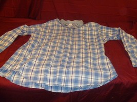 Rough Stock Panhandle Blue White Plaid Long Sleeve Wester Cotton Shirt 17 / 36 - £13.88 GBP