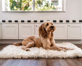 Paw PupRug Portable Orthopedic Dog Bed White with Brown Accents - £57.95 GBP