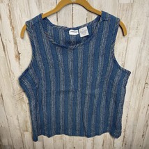Womens Top 2x Cabin Creek Blue Sleeveless Stretch Pucker Cotton/Spandex ... - $6.95