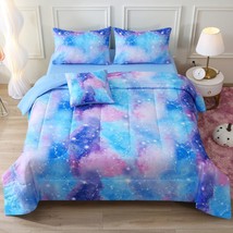 Full Gradient Galaxy Comforter Set For Girls,6 Piece Bed In A Bag 3D Colorful Ti - $93.99