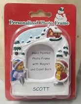 Personalized Photo Magnetic Frame &#39;Scott&#39; Hand Painted Christmas Bears Easel - £4.55 GBP