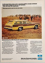 1973 Print Ad The 1974 Plymouth Satellite Station Wagon Wood Look Trim - $20.44