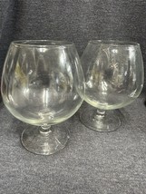 Lot of 2 Vintage Basic Brandy Snifter Clear Décor Glass Cup 6&quot; Tall x 2 ... - $13.86