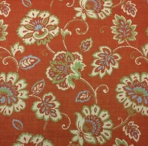 Thibaut Alexa Orange Large Floral Vine Linen Exclusive Fabric 3.1 Yards 54&quot;W - £116.00 GBP