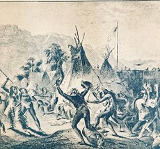 1891 Tribal Battle Plate Print Victorian Indian Wars Sitting Bull Histor... - $29.99