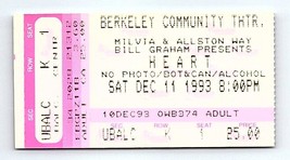 Heart Concert Ticket Stub December 11 1993 Berkeley California - £18.49 GBP