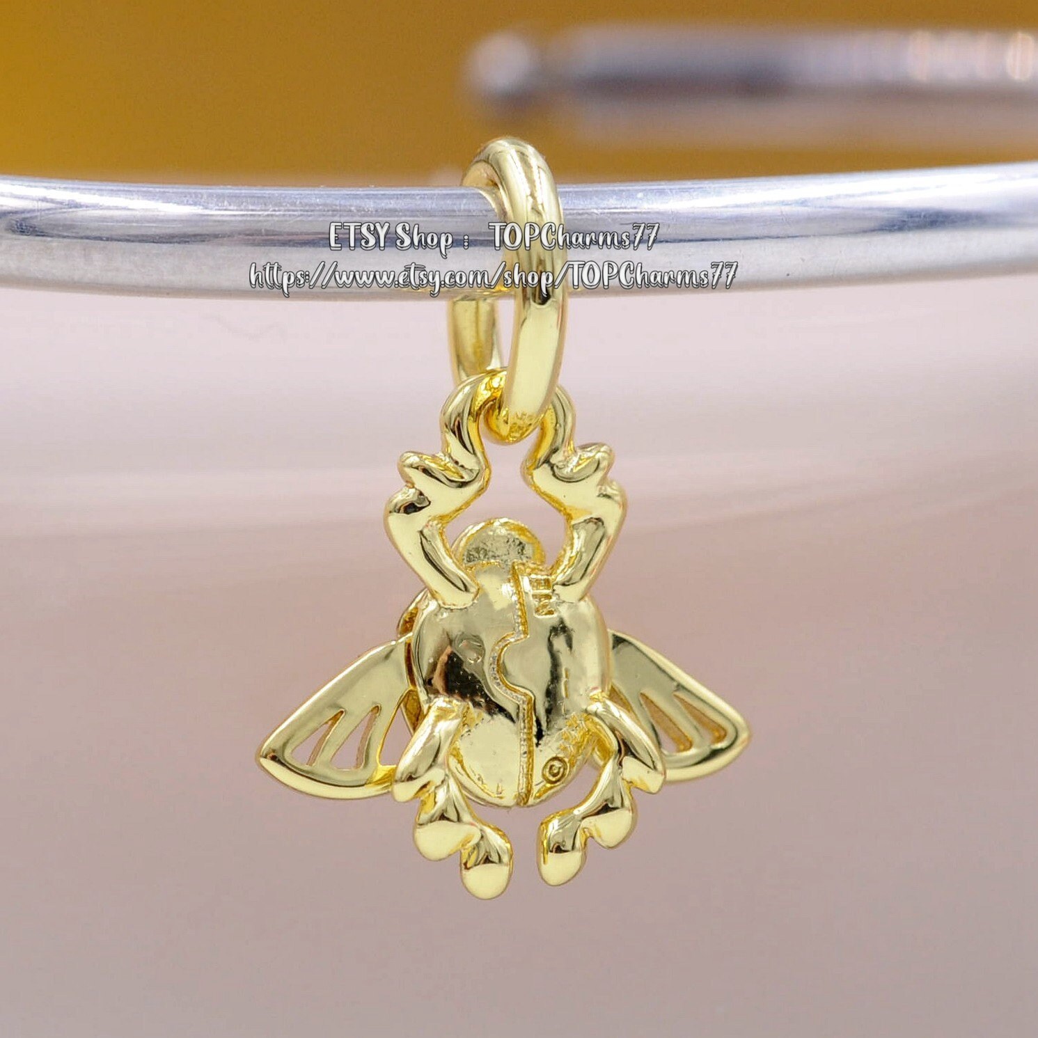 2022 Winter Release Disney Aladdin Scarab Beetle Dangle Charm 14K Gold plated  Item image 2