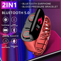 2 in 1 Waterproof Smart Watch Bluetooth Earbuds Headset Android iPhone Bracelet - £17.19 GBP