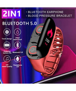 2 in 1 Waterproof Smart Watch Bluetooth Earbuds Headset Android iPhone B... - $30.17 CAD